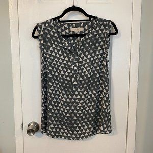 Loft Dark Blue Ruffle Cap Sleeve Tank Top